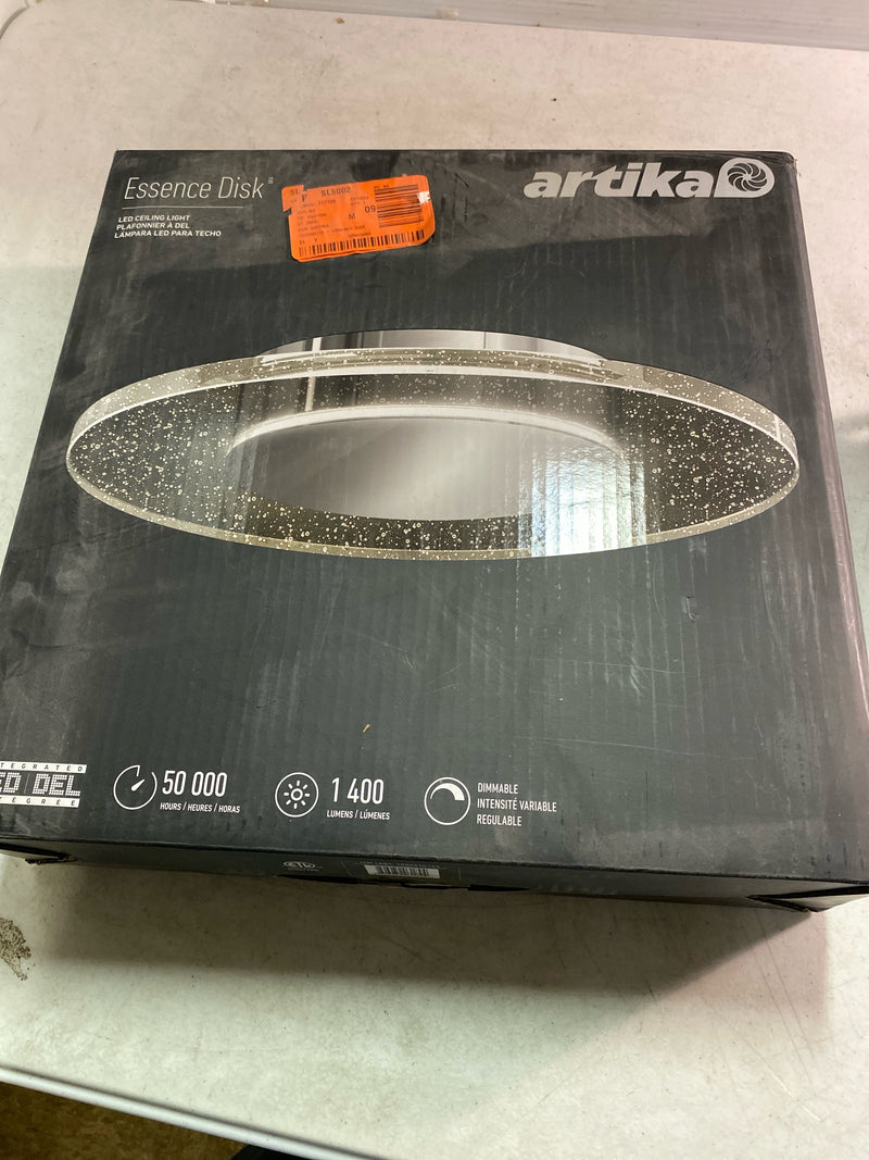 Artika FM-ED-HD2 Essence Disk 13 in. 1-Light Modern Chrome Integrated LED Flush Mount Ceiling Light Fixture for Kitchen or Bedroom