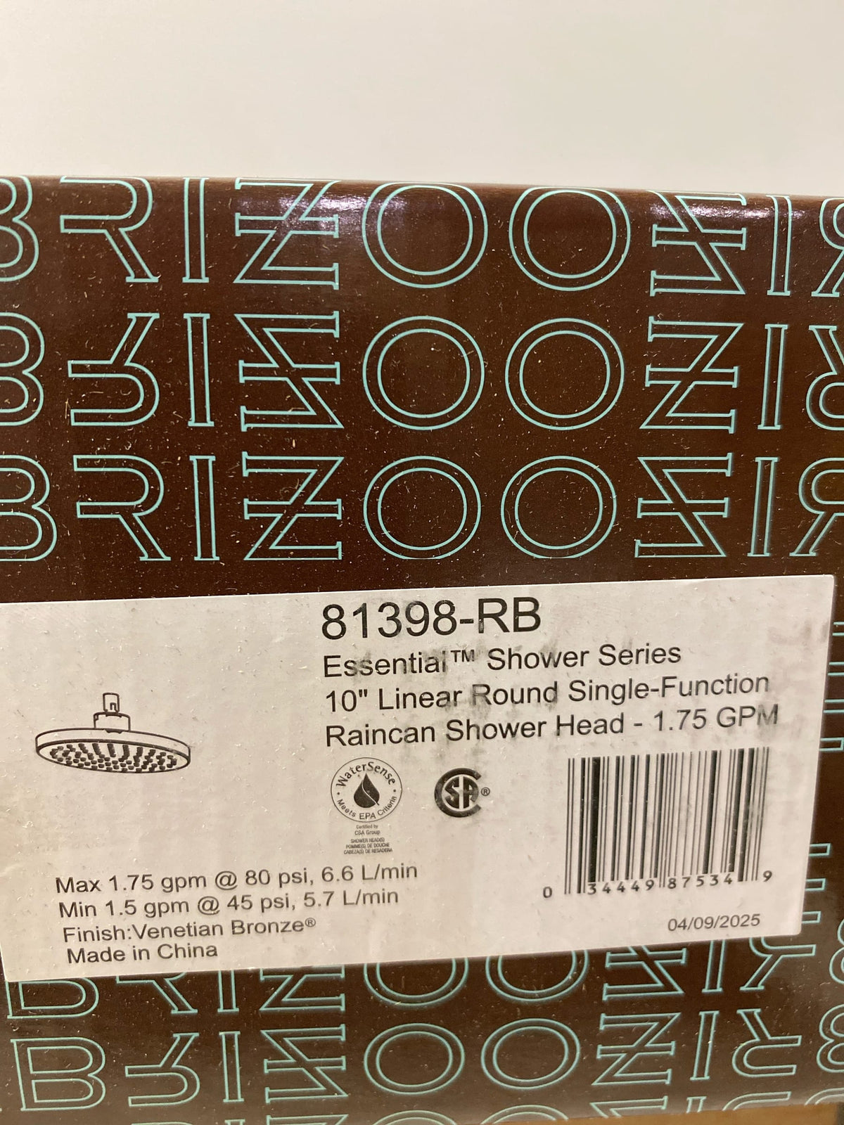 Brizo 81398-RB Essential 1.75 GPM 10" Single Function Metal Raincan Shower Head - Venetian Bronze