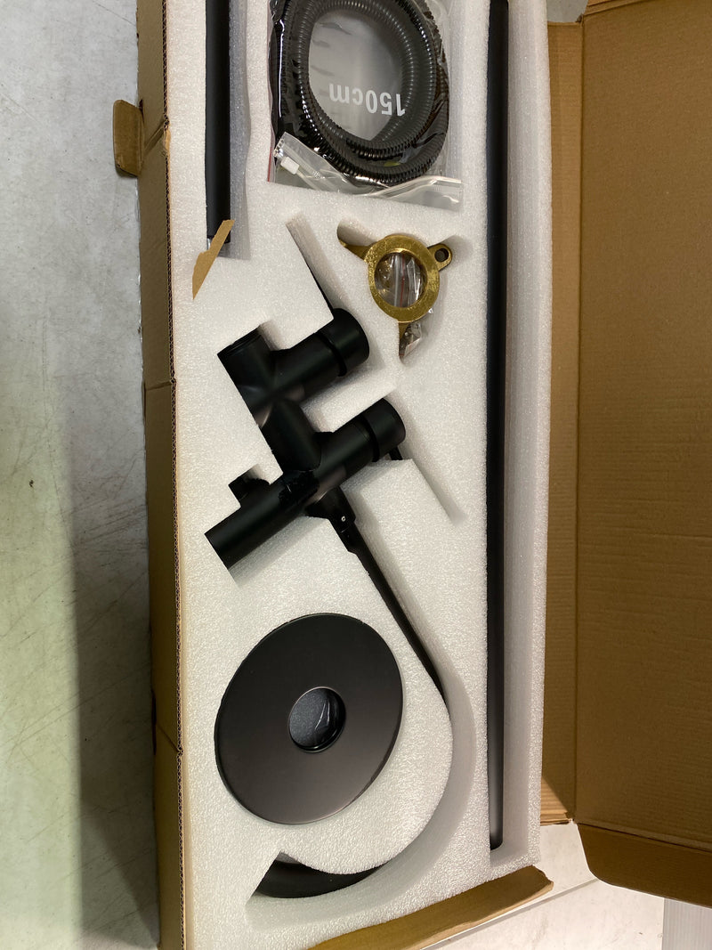 Aklfgn LDLT-001H Waterfall Single-Handle Floor Mount Freestanding Tub Faucet Bathtub Filler with Hand Shower in. Matte Black