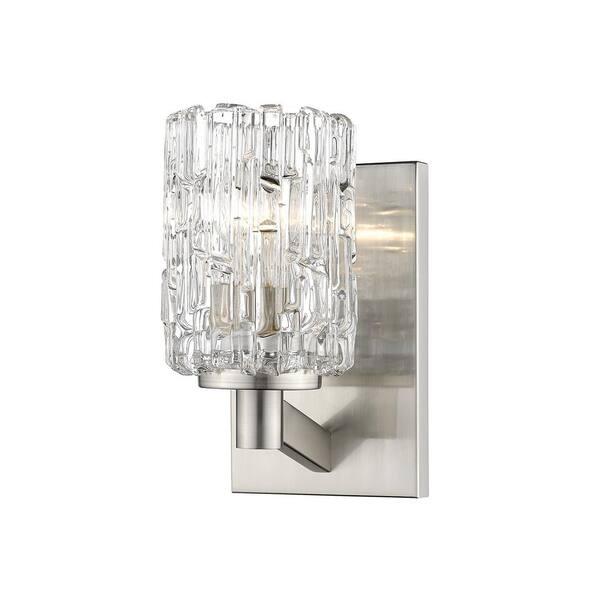 Filament Design 1-Light Brushed Nickel Sconce with Clear Glass-HD-TE43409