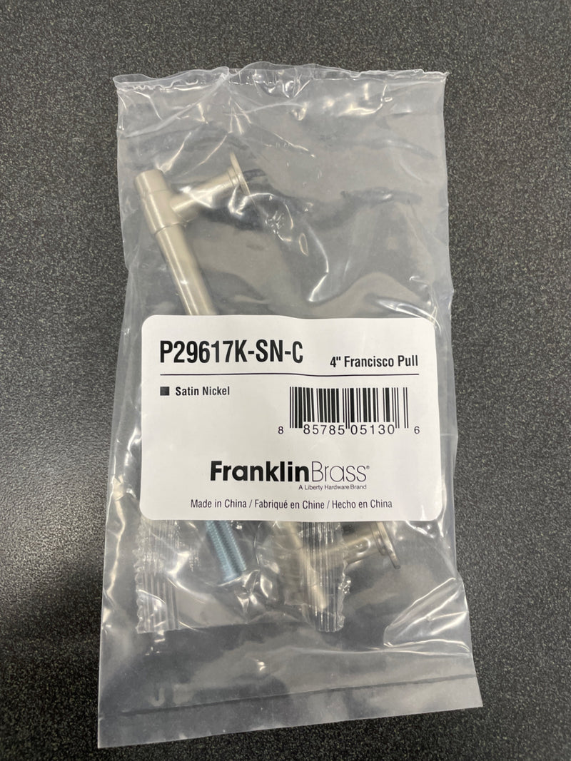 Franklin Brass P29617K-SN-C Francisco 4 Inch Center to Center Bar Cabinet Pull - Brushed Nickel
