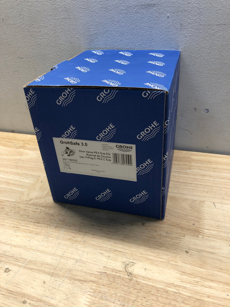 GROHE 35116000 GrohSafe 3.0 Pressure Balance Valve Rough with Flush Plug with Elbows with PEX Cold Expansion Outlets with Service Stops, Unfinished