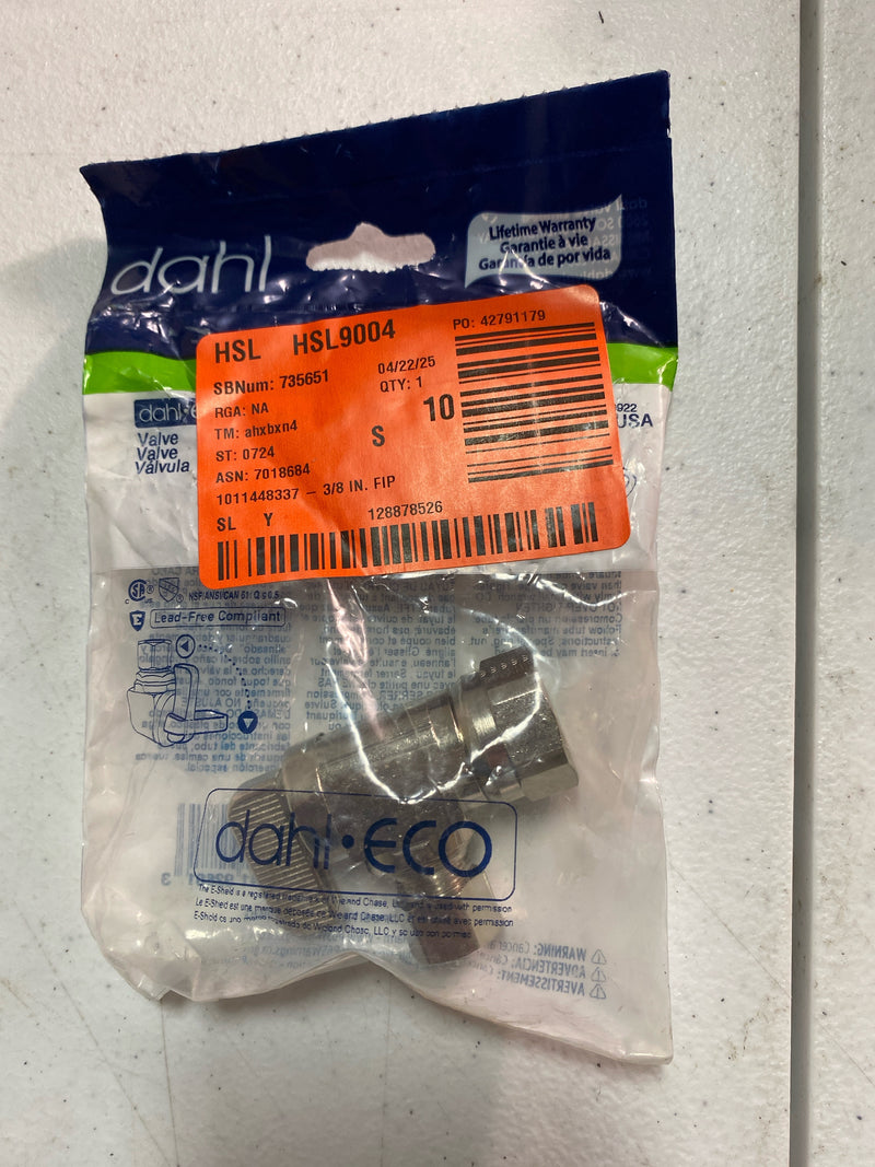 Dahl 6115231BAGHDUSA 3/8 in. FIP x 3/8 in. O.D. Comp, Supply Stop, Angle, Plated, Lead-Free