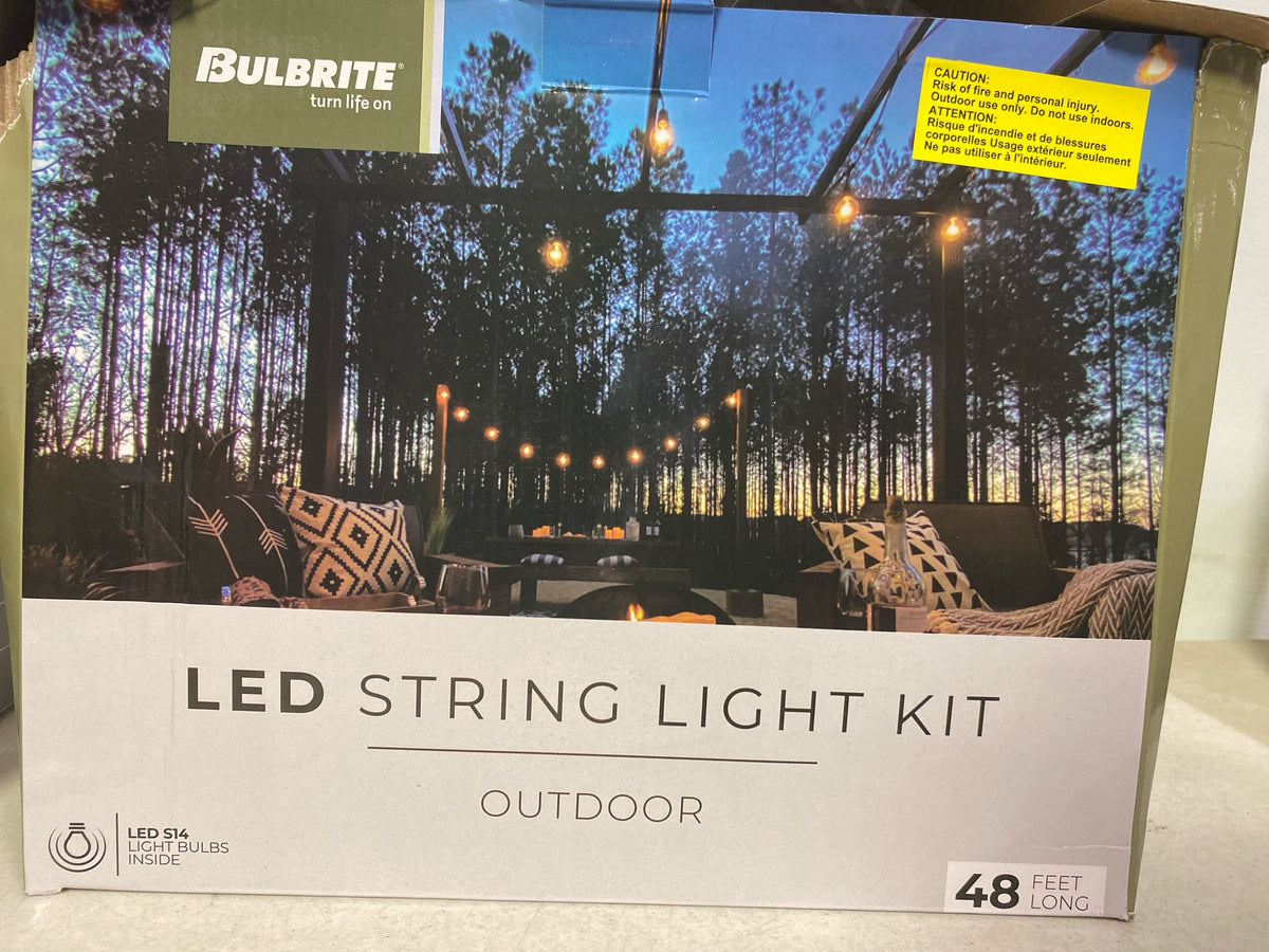 Bulbrite 812483 48' Long 15 Light White LED String Light - Black / Clear Vintage