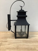 Home decorators collection 13654 Rainbrook 18 in. 2-Light Matte Black Outdoor Wall Light Fixture with Seeded Glass