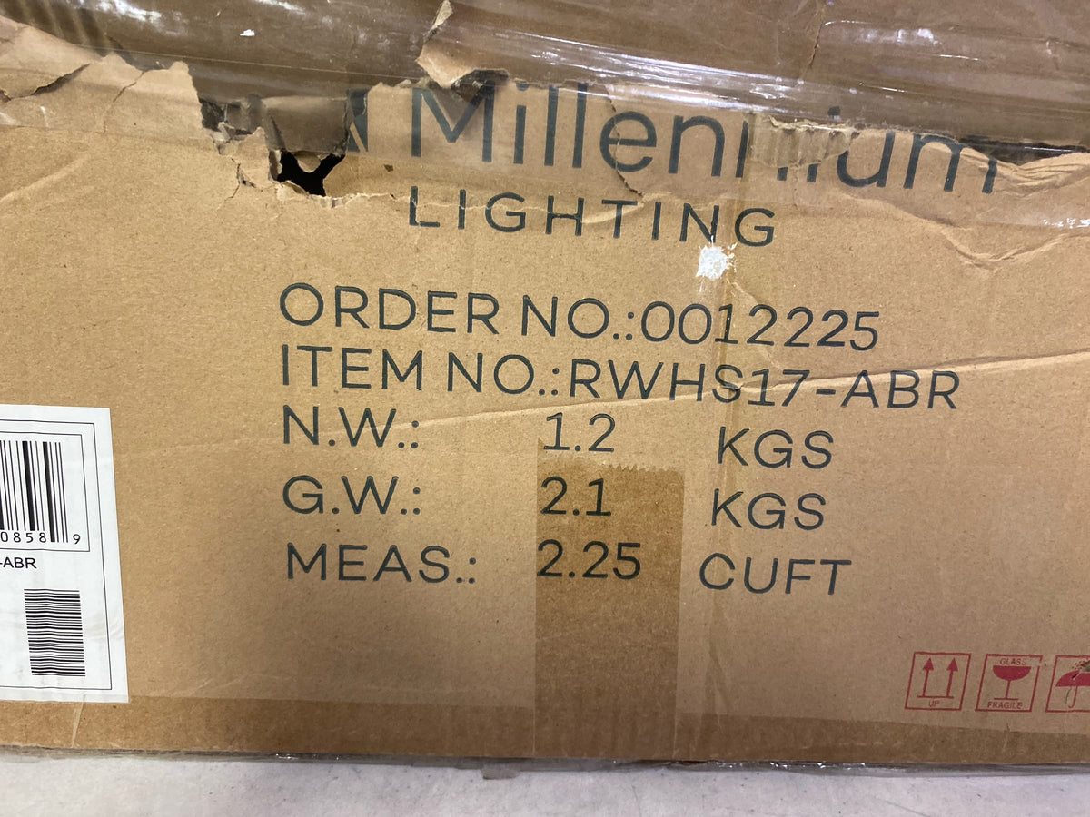 Millennium RWHS17-ABR Restoration One Light Warehouse Shade from R Series Collection in Bronze/Dark Finish