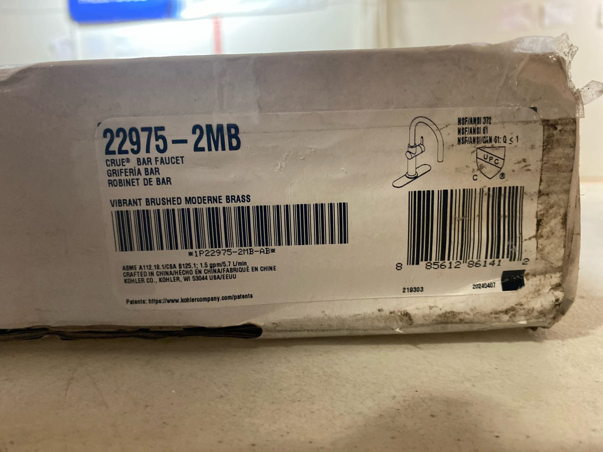 Kohler K-22975-2MB Crue 1.5 GPM Single Hole Bar Faucet - Vibrant Brushed Moderne Brass