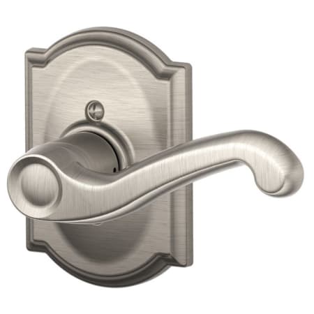 Schlage F170FLA619CAMRH Flair Right Handed Non-Turning One-Sided Dummy Door Lever Set with Decorative Camelot Trim - Satin Nickel