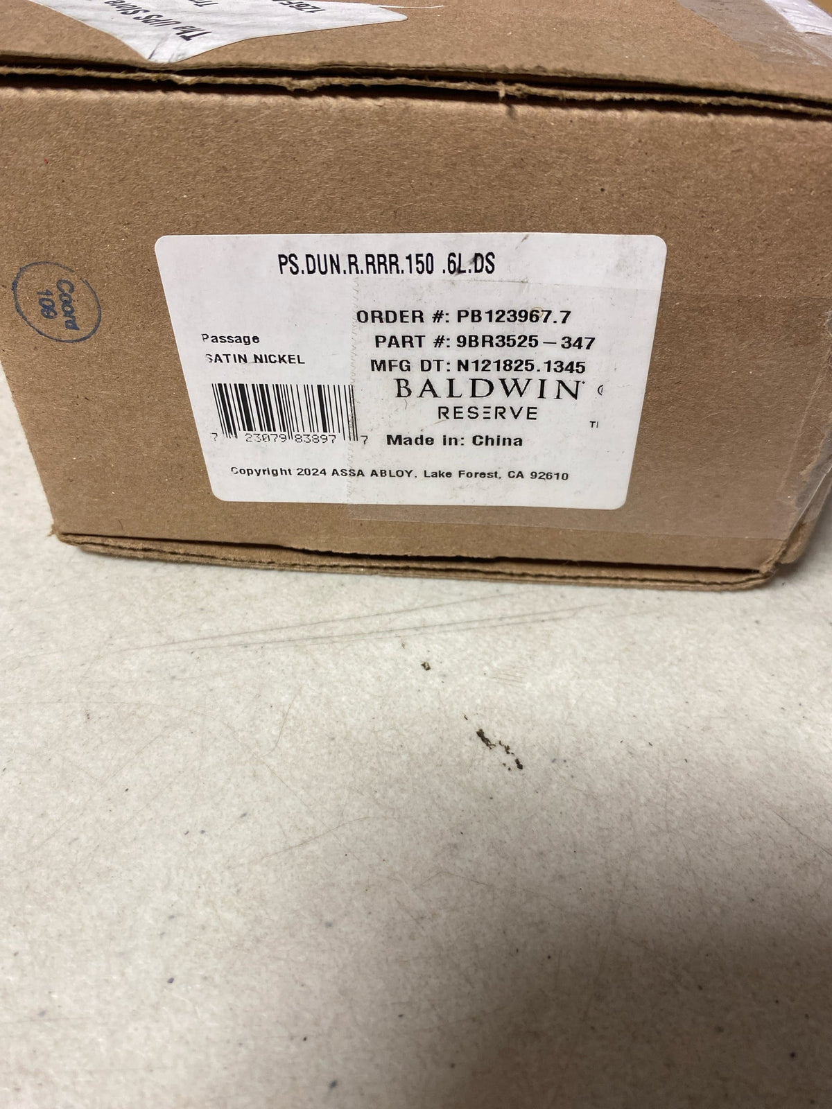 Baldwin PSDUNRRR150 Dunsmoor Passage Door Lever Set with Recessed Round Rose from the Reserve Collection - Satin Nickel