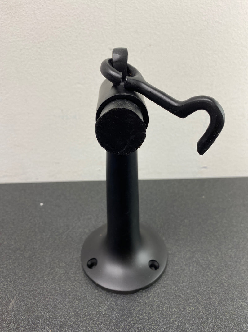 Deltana DSF630U19 Commercial 6" Tall Solid Brass Floor Mount Door Bumper Stop w/ Hook Latch - Black