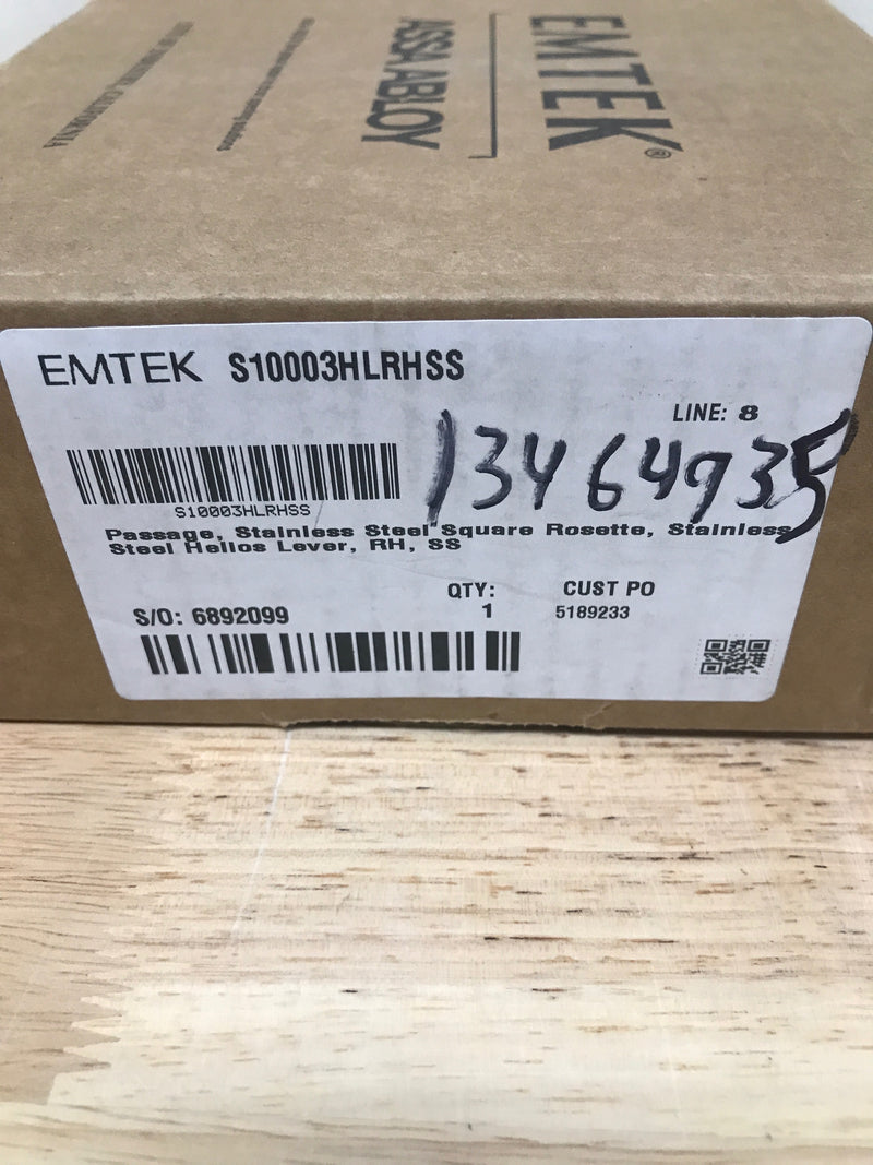 Emtek S100HLSS Helios Style Stainless Steel Passage Door Leverset from the Stainless Steel Modern Collection - Brushed Stainless Steel