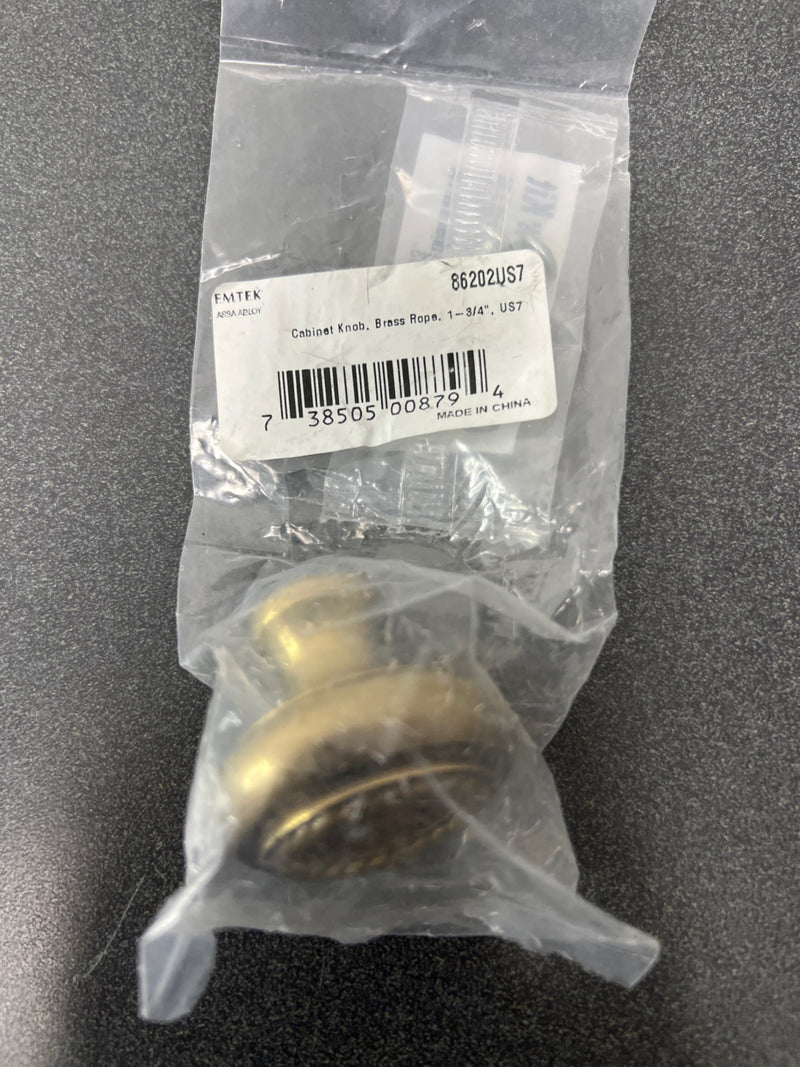 Emtek 86202US7 Rope 1-3/4 Inch Mushroom Cabinet Knob - French Antique