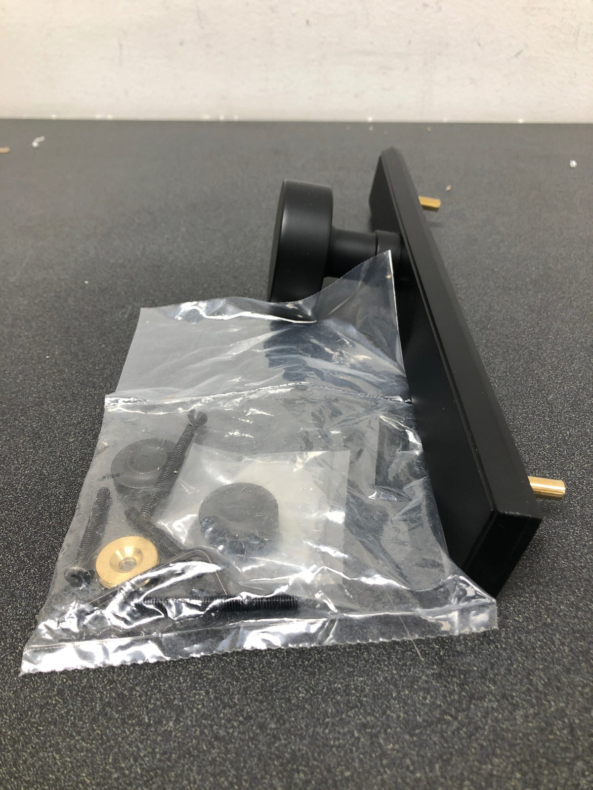 Emtek 5043FB 11 Inch Stretto Rectangular Single Dummy Sideplate Entry Set from the Sandcast Bronze Collection - Flat Black