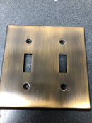 Deltana SWP4761U5 Solid Brass 2 Gang Double Toggle Switch Wall Plate - Antique Brass