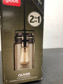 Globe electric 61109 Oliver 1-Light Dark Bronze Plug-In or Hardwire Pendant Lighting with 15 ft. Cord