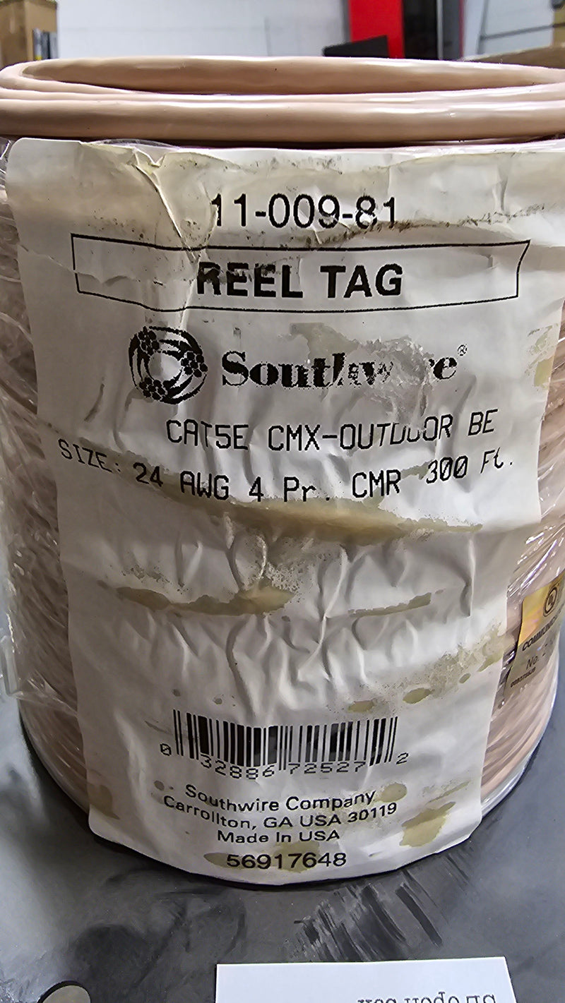 Southwire 56917648 300 ft. Tan 24/4 Solid CU CAT5e CMR-CMX Indoor/Outdoor Data Cable