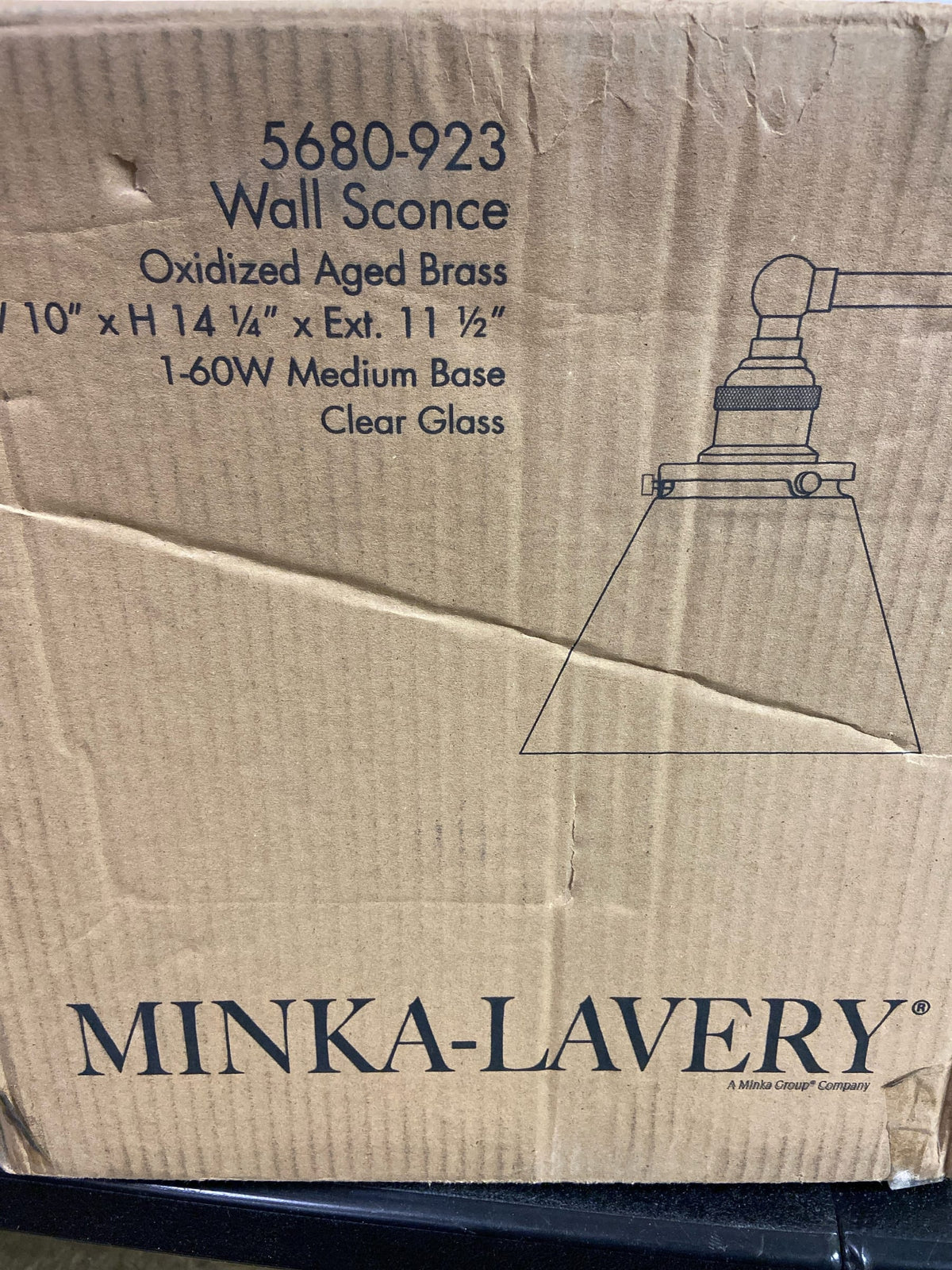 Minka Lavery 5680-923 Barwell 14" Tall Bathroom Sconce with Clear Glass Shade - Oxidized Aged Brass