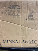 Minka Lavery 5680-923 Barwell 14" Tall Bathroom Sconce with Clear Glass Shade - Oxidized Aged Brass
