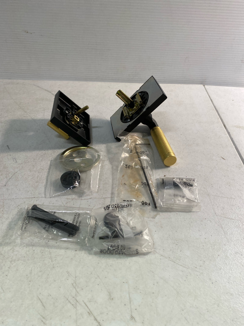 Kwikset 971PVLRCT-5144 Prava Lever Keyed Entry Interior Pack with Knurled Handle and Rectangle Rose for Handlesets - Matte Black / Satin Brass