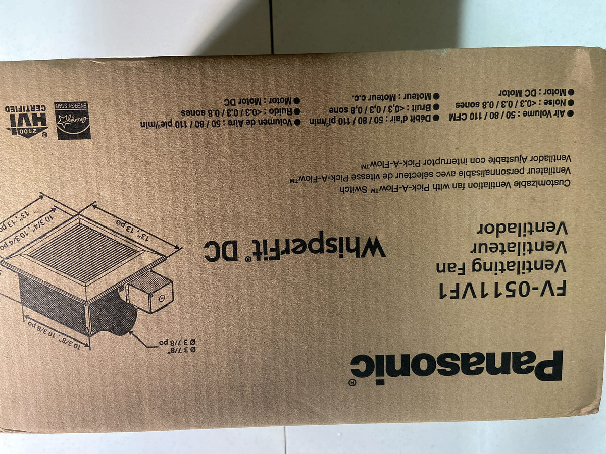 Panasonic FV-0511VF1 WhisperFit DC 110 CFM 1.2 Sone Ceiling Mounted Bath Exhaust Fan with Energy Star Rating - White