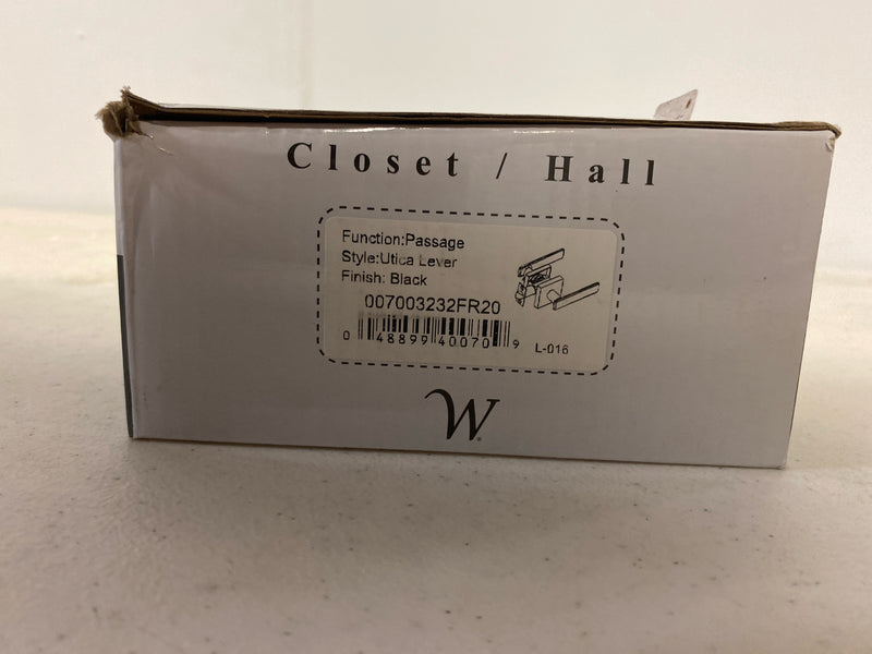 Weslock 007003232FR20 Utica Passage Door Lever Set with Square Rose from the Transitional Collection - Matte Black