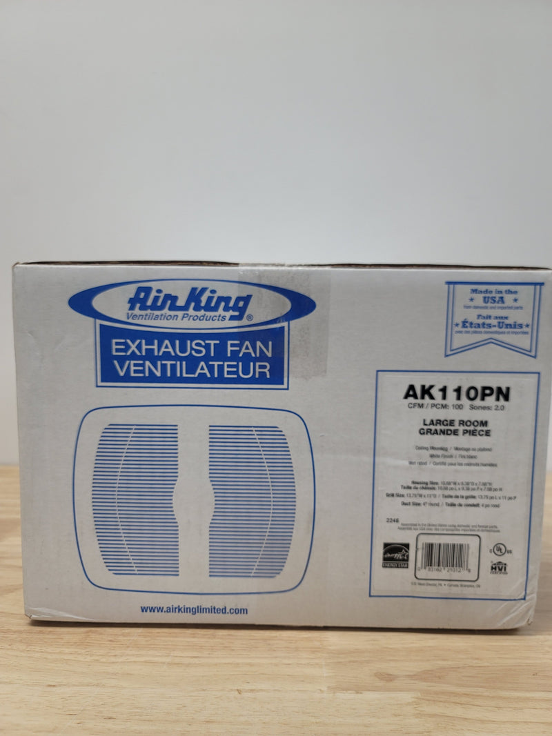 Air King AK110PN 100 CFM 1.5 Sone Ceiling Mounted Energy Star Rated Exhaust Fan - White