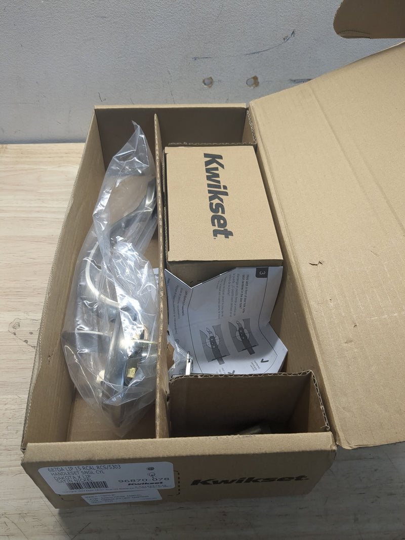 Kwikset 687DALIP-15.DS Dakota Single Cylinder Handleset from the Kwikset Series, Exterior Only - Satin Nickel