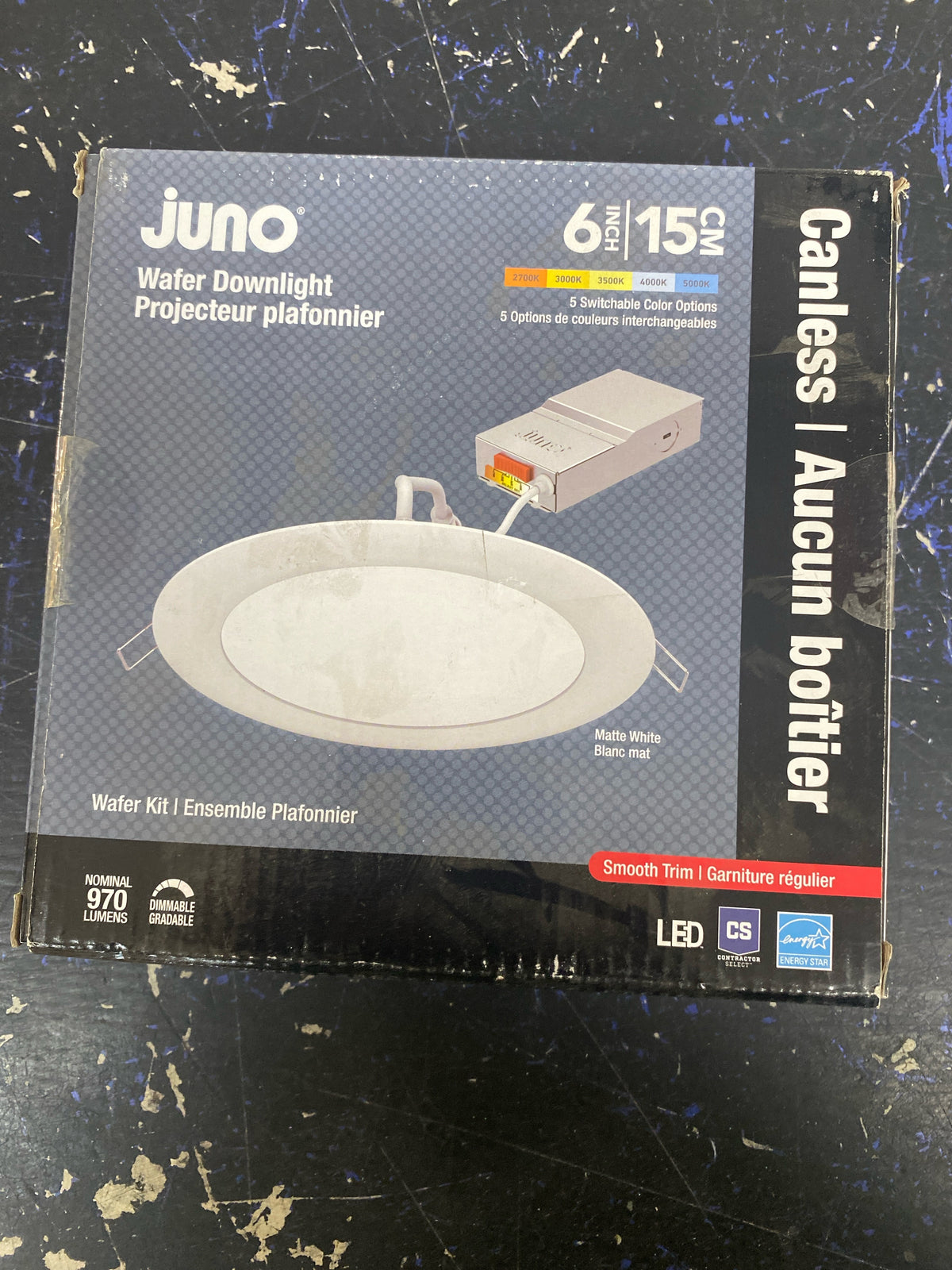 Juno WF6 SWW5 90CRI MW M6 Contractor Select WF6 SWW5 6 in. Selectable CCT Ultra Slim Canless Integrated LED White Recessed Light