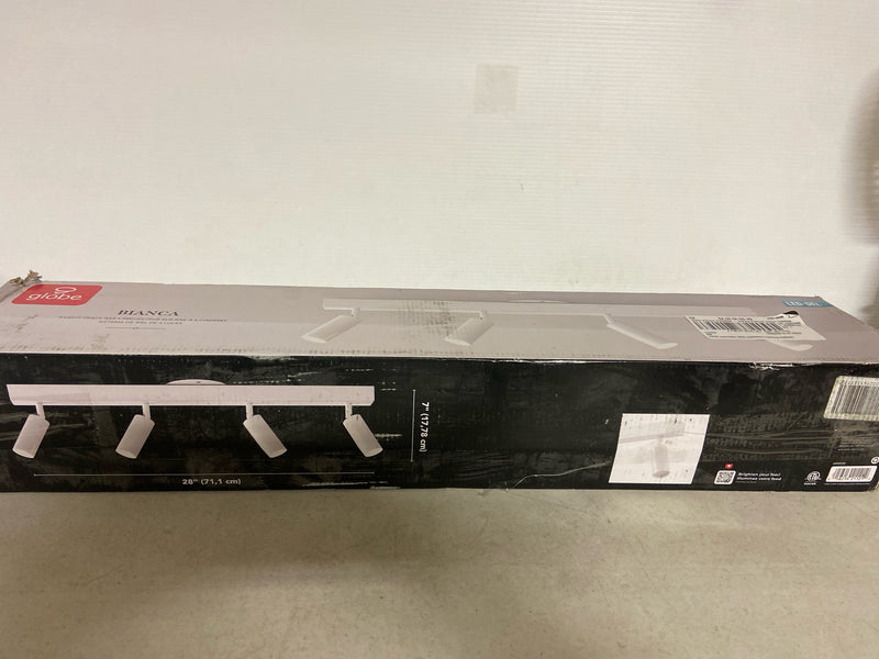 GLOBE Electric 64000120 28" 4-Light LED Integrated Track Lighting, Matte White, Adjustable Pivoting Track Heads, 37W, 1600 Lumens, 3000 Kelvin, Dimmer Switch Compatible, Modern Ceiling Fixture