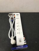Commercial electric LTS-4G-W-1 3 ft. 4-Outlet White Surge Protector Smart with USB Powered by Hubspace