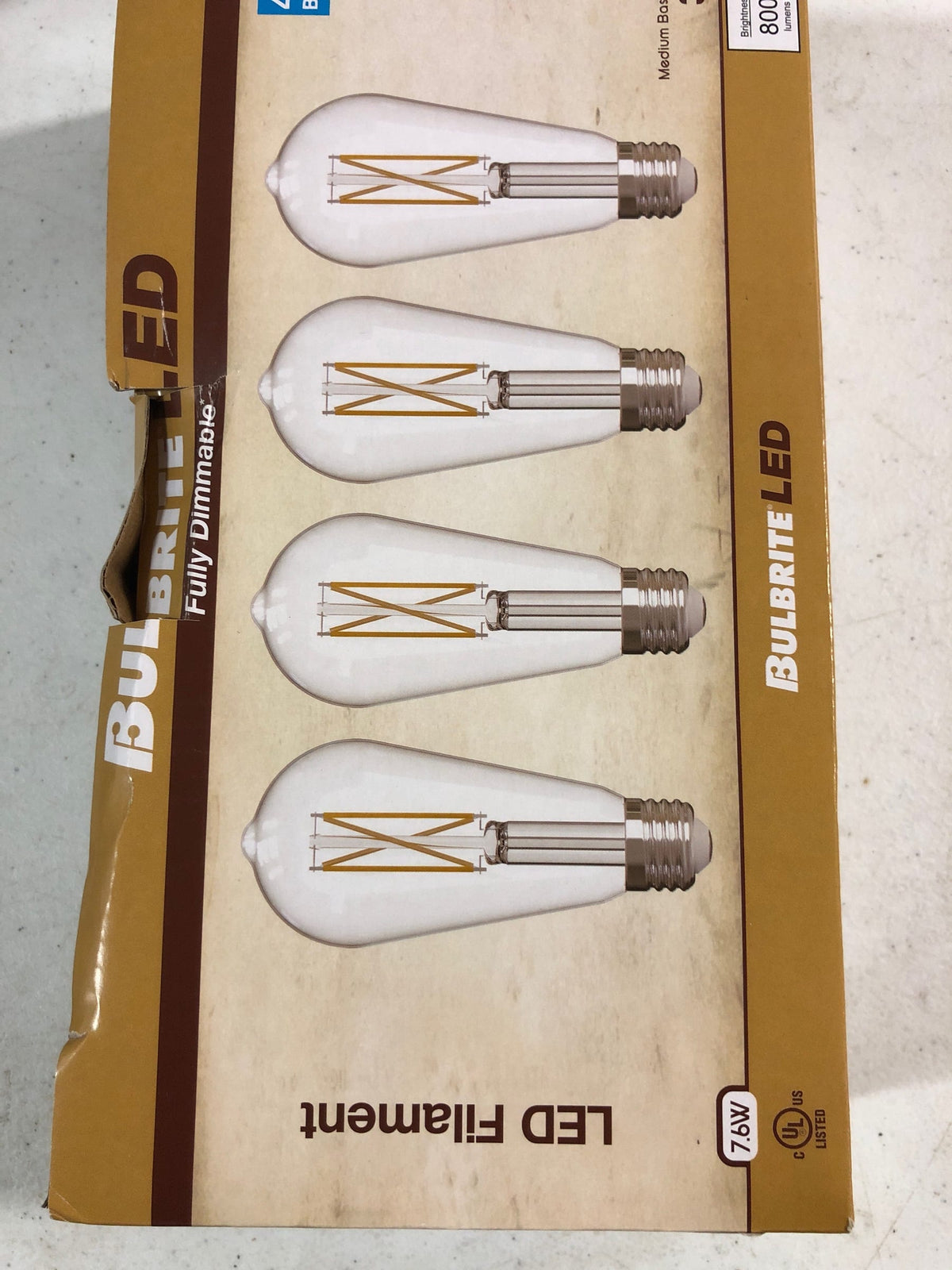 Bulbrite 776243 Pack of (4) 7.6 Watt Dimmable ST18 Medium (E26) LED Bulbs- 800 Lumens, 3000K, and 80CRI - Clear