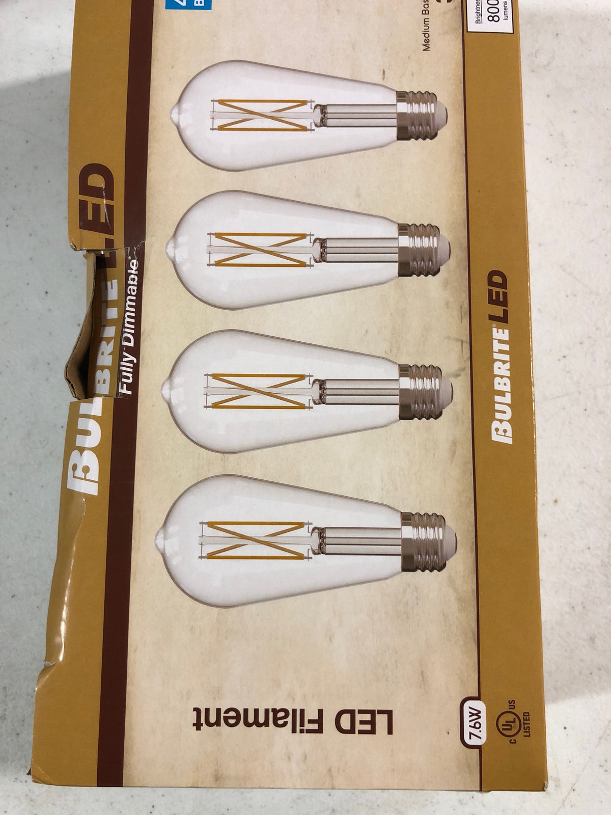 Bulbrite 776243 Pack of (4) 7.6 Watt Dimmable ST18 Medium (E26) LED Bulbs- 800 Lumens, 3000K, and 80CRI - Clear