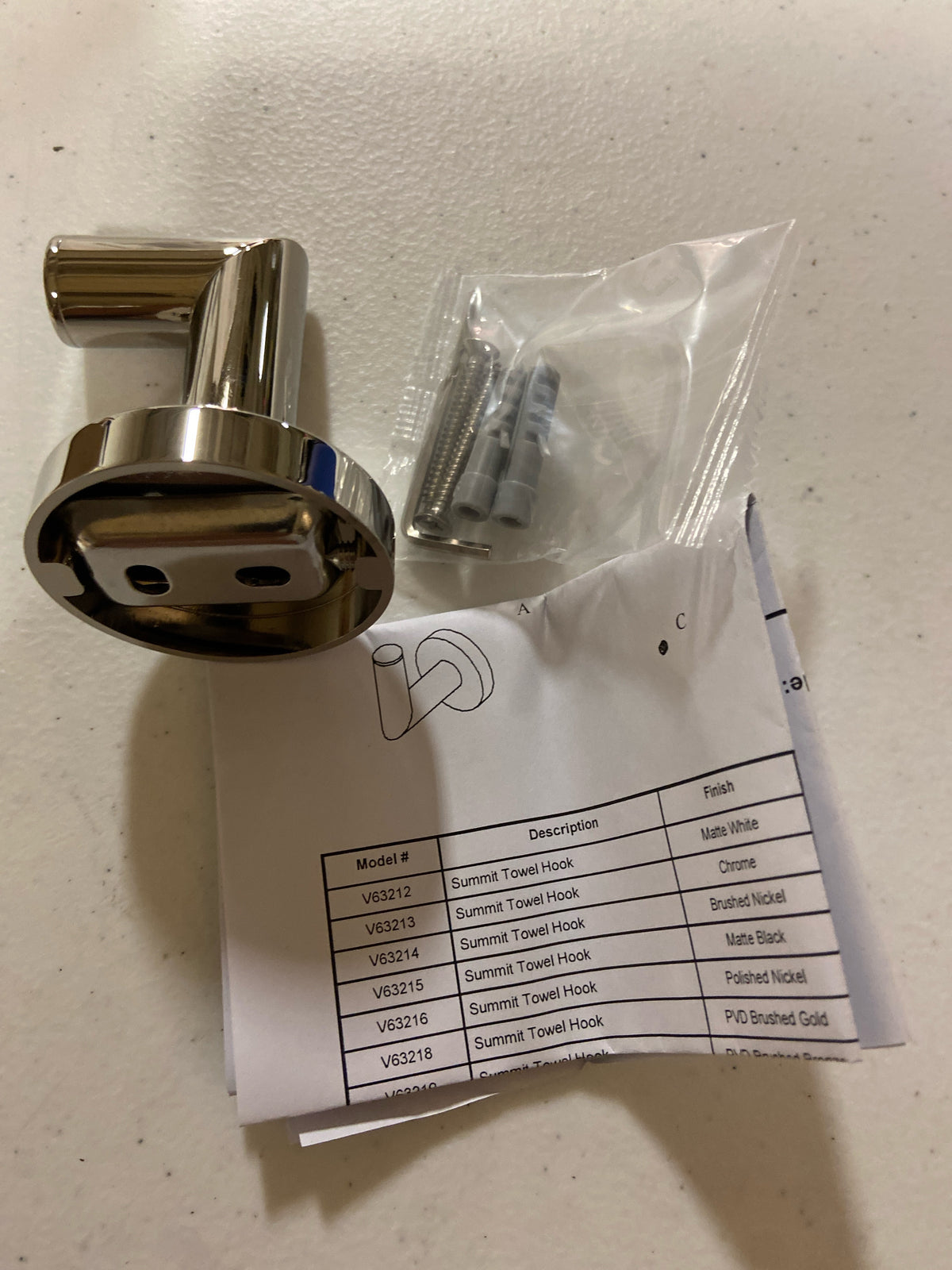 ICO Bath V63216 Volkano Summit Single Robe Hook - Polished Nickel