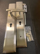 Emtek 1L1M51US15RH Milano Lever Brass Modern Door Configuration 5 Keyed Entry Multi Point Trim with European Cylinder Below Handle - Satin Nickel