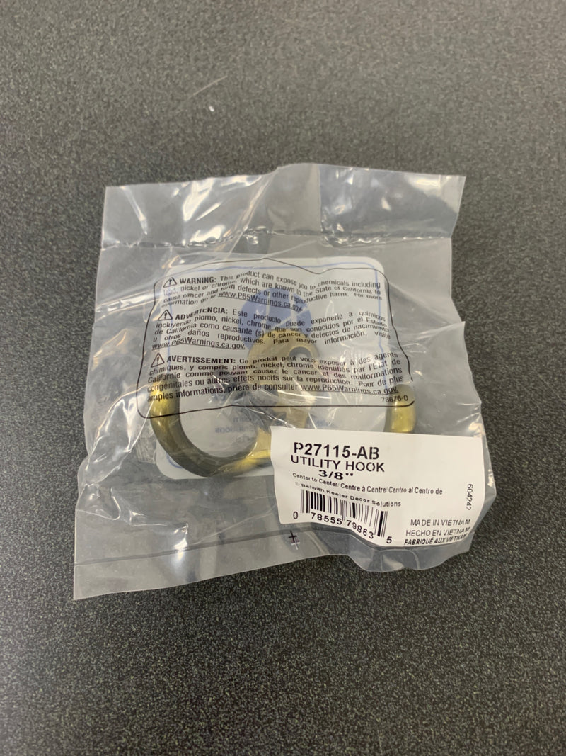 Hickory Hardware P27115-AB Utility Double Robe Hook - Antique Brass