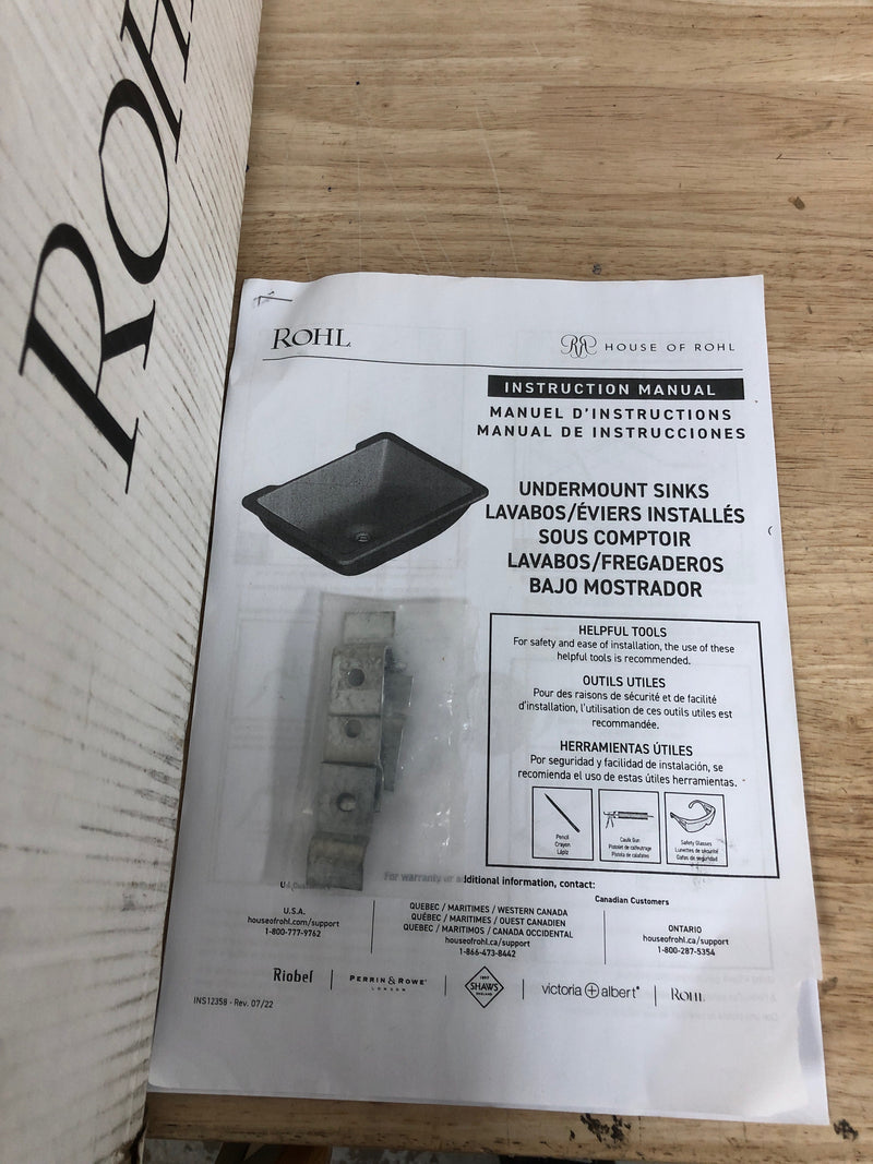 Rohl ERUB2217OV Eirene 22-3/8" Oval Limestone Undermount Bathroom Sink with Overflow - White