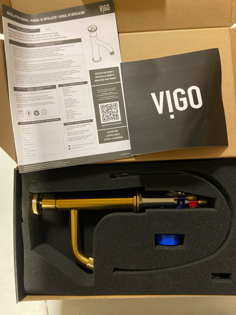 Vigo VG01046MG Cass 1.2 GPM 8" H Single Handle Single Hole Bathroom Faucet - Matte Brushed Gold