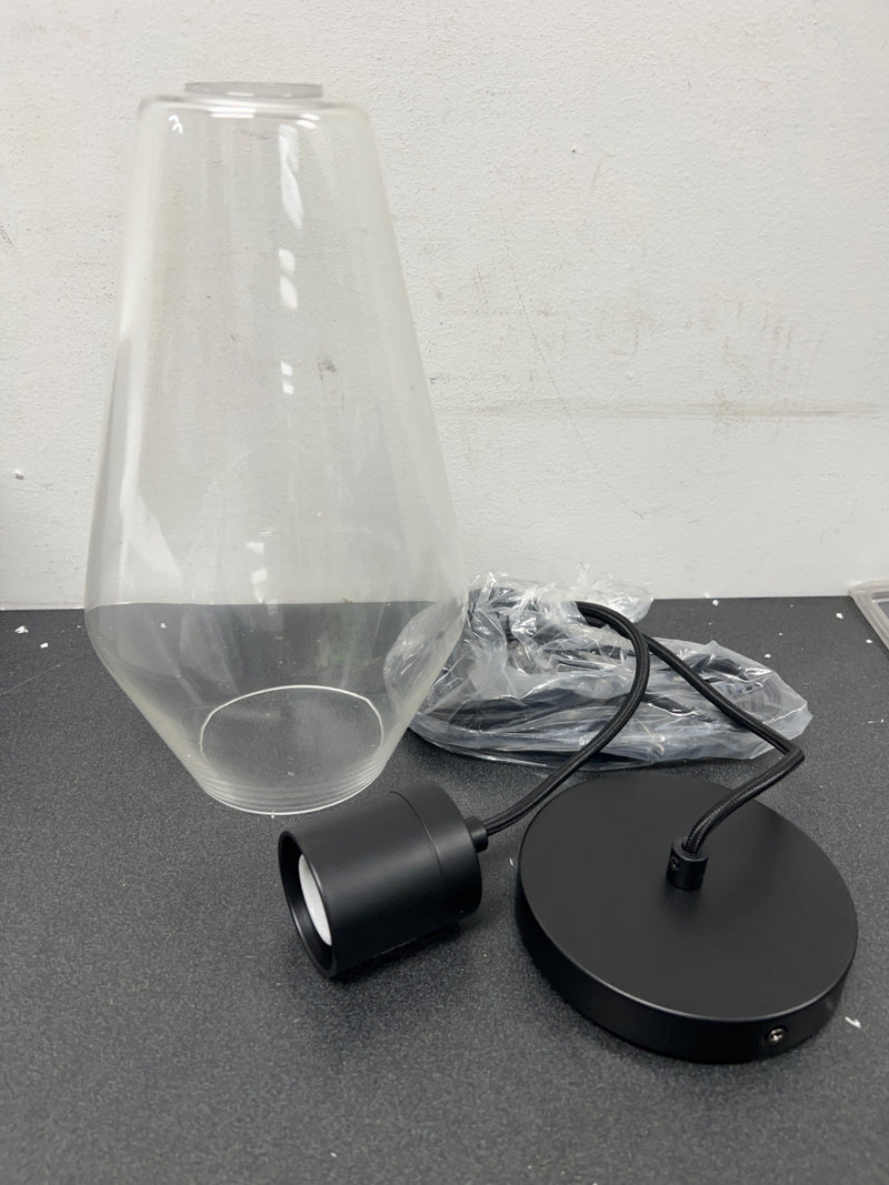 Minka Lavery 2338-66A Clear Glass Pentagon Pendant Ceiling Light, 1-Light 60 Watt, 12"H x 7"W, Coal
