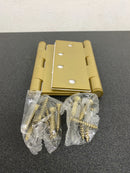 Emtek 9200 Steel Hinges (Pair) - HD - Square Corners - 4 1/2" x 4 1/2" - 920154 - Satin Brass (US4)