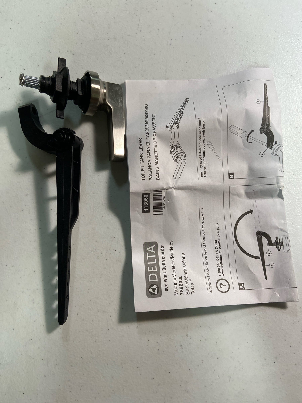 Delta 78960-SS Tetra Tank Lever for Left Front, Left Side, or Right Side Mount - Brilliance Stainless