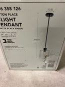 Hampton bay 65158 Sutton Place 1-Light Matte Black Pendant