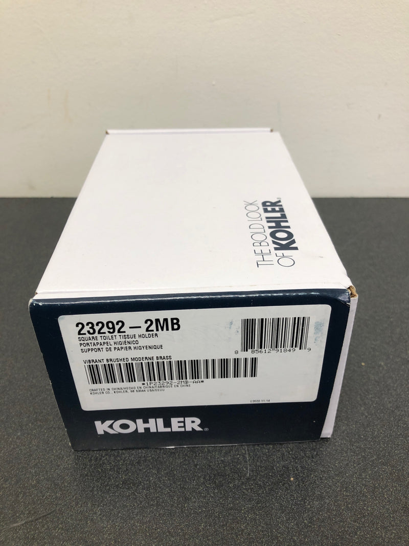 Kohler K-23292-2MB Square Wall Mounted Euro Toilet Paper Holder - Vibrant Brushed Moderne Brass