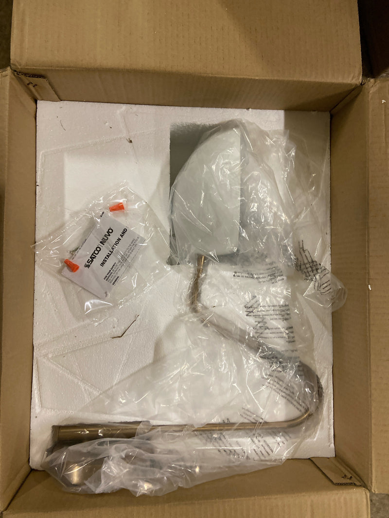 Satco 60/7392 Trilby 7.375 in. 1-Light Matte White/Burnished Brass Wall Sconce with Matte White Metal Shade