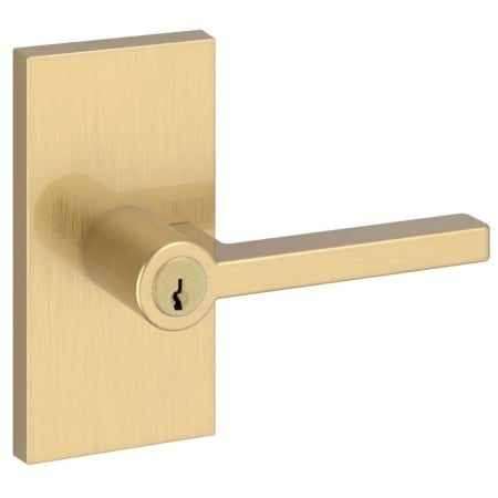 Baldwin ENSQUCFR044 Square Single Cylinder Keyed Entry Door Lever Set with 5 Inch Rectangle Rose from the Reserve Collection - Lifetime Satin Brass