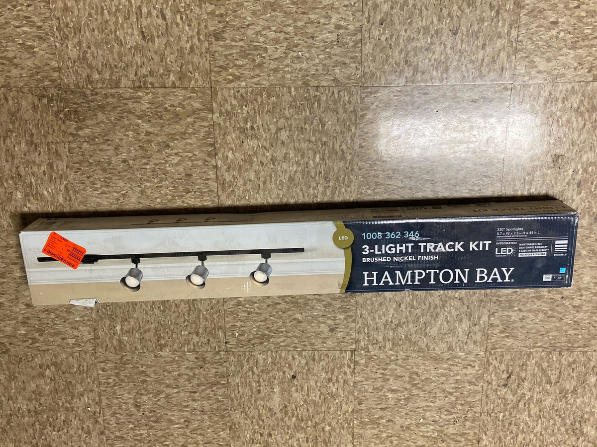 Hampton bay 817770 4 ft. Brushed Nickel Integrated LED Ceiling Mount Direct wire Track Lighting Kit with Flared Linear Track Head 3-Light