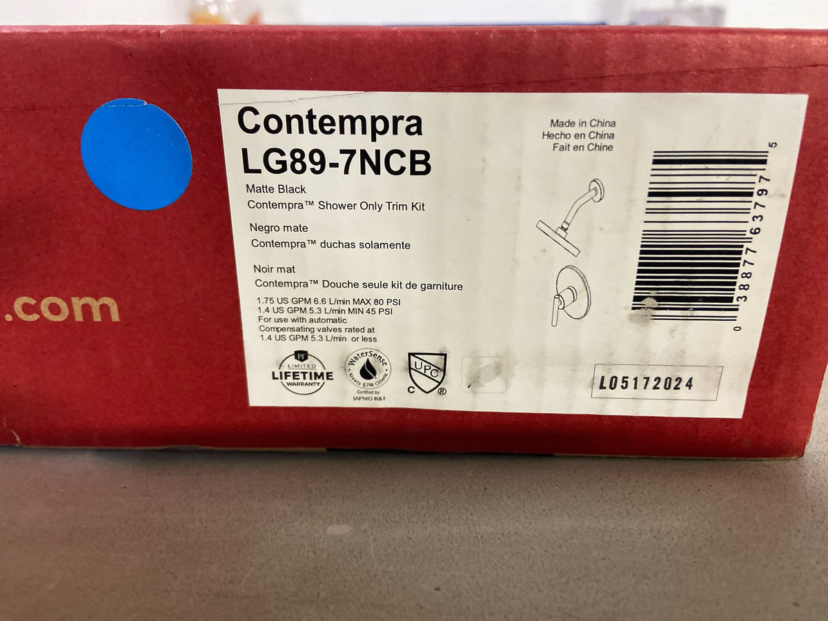 Pfister Contempra Bathroom Shower Faucet Matte Black (Valve not included) LG897NCB