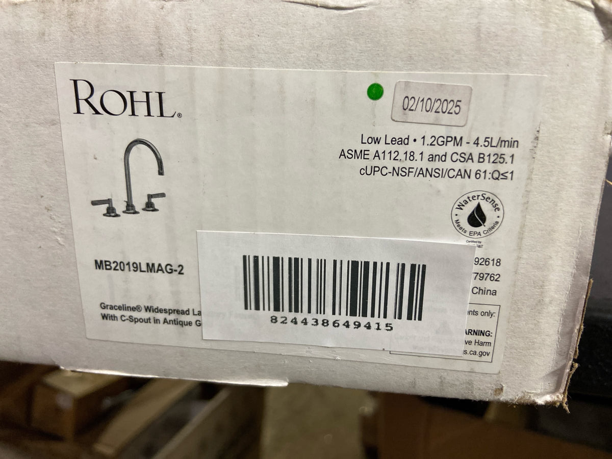Rohl MB2019LMAG-2 Graceline 1.2 GPM Widespread Bathroom Faucet with Pop-Up Drain Assembly - Antique Gold