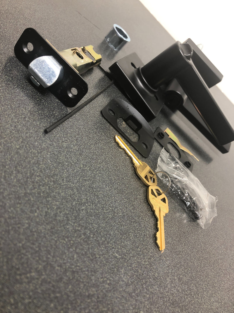 Kwikset 405CSLSQT-514S Casey Single Cylinder Keyed Entry Door Lever Set with Square Rose - Iron Black