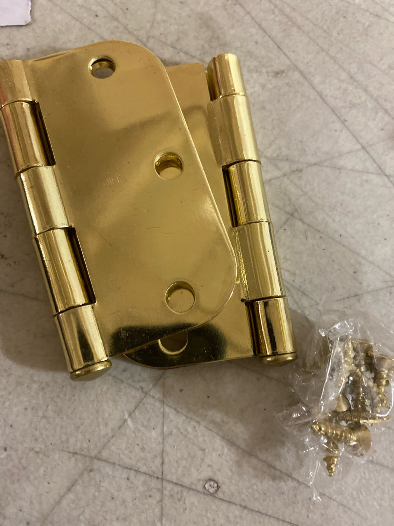 Deltana S35R53-BT 3-1/2 x 3-1/2 Ball Bearing 5/8" Radius Corner Full Mortise Hinge - Pair - Polished Brass