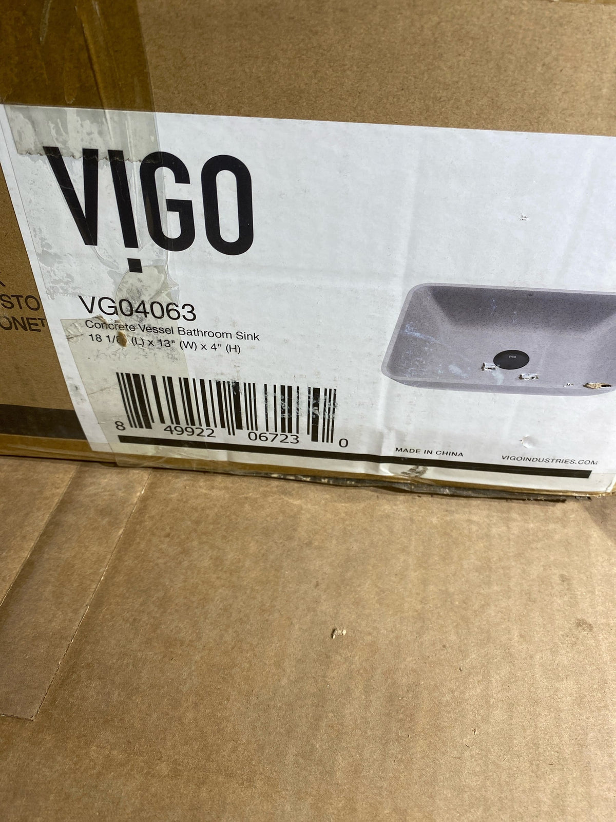 Vigo VG04063 Concreto Stone 18-1/8" Rectangular Concrete Vessel Bathroom Sink - Gray